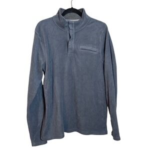 Free Fly Mens Huckberry Bamboo Polar Fleece Pullover SZ L Warm Soft Indigo